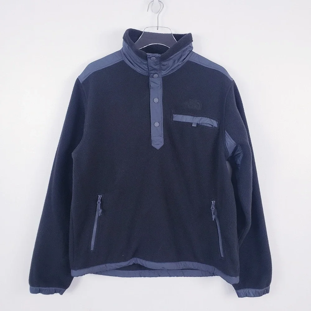 The North Face Royal Arch 1/4 Snap Fleece Pullover Jacket Black Mens Medium‎